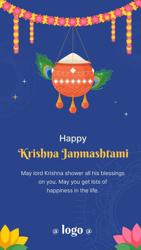 Happy-Krishna Janmashtami-story- kids- insta- post- template- Instagram story template - kids story Janmashtami Templates, Janmashtami Story, Anchoring Script, Flower Crafts Kids, Insta Story Ideas, Happy Krishna, Story Kids, Krishna Janmashtami, Insta Post