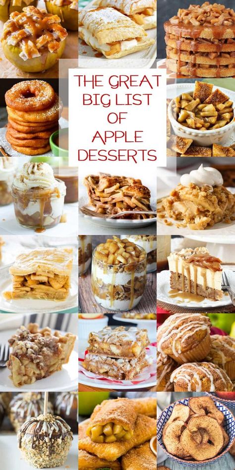 The Great Big List of Apple Desserts - a sweet collection of 126 delicious delightfully fall apple desserts. Apple Desserts For A Crowd, Fall Apple Desserts, Apple Pear Pie, Pear Pie Recipe, Desserts For Kids, Fall Apple Recipes, Pear Pie, Fall Baking Recipes, Apple Recipes Easy