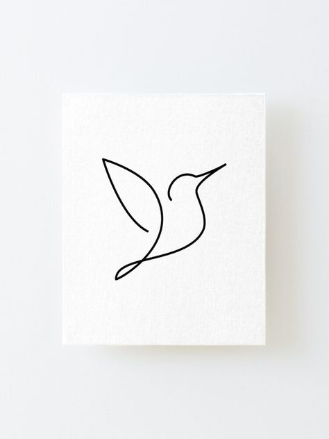 "The hummingbird, one line drawing" Mounted Print by Elis-Art | Redbubble Hummingbird Easy Drawing, Hummingbird Tattoo Line Art, Simple Line Drawing Tattoo, Easy One Line Art, Hummingbird Painting Easy, Hummingbird Line Art, How To Draw A Hummingbird, One Line Bird Tattoo, Hummingbird Line Tattoo