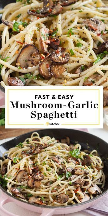 Mushroom Garlic, Vegetarian Pasta Dishes, Garlic Spaghetti, Resep Pasta, Dinner Pasta, Spaghetti Dinner, Resep Salad, Meatless Monday Recipes, Mushroom Pasta