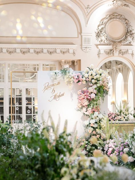 Fairytale Backdrop, Backdrop With Flowers, Tall Flower Arrangements, Photo Corner, Hall Of Mirrors, Champagne Bar, Photo Corners, Flower Backdrop, Fairytale Wedding