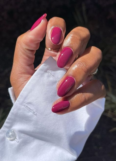 The Coolest Spring Nail Colors and Trends 2024 | The Everygirl Raspberry Nail Color, Berry Pink Nails, Lesbian Nails, Raspberry Nails, Magenta Nails, Mail Inspo, Neutral Nail Color, Perfect Hands, Gel French Manicure