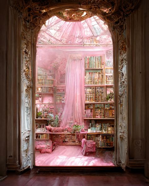 Euphemia Stokefield, Famous Library, Og Barbie, Hidden Bookcase, Secret Library, Vintage Interior Decor, Library Cafe, Dream Birthday, Royal Pink