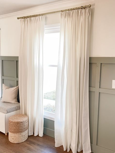 Easy Rules for Hanging Curtains Like a Designer ⋆ Growing Up Kemper Rules For Hanging Curtains, How High Should Curtains Be Hung, Hang Curtains From Ceiling, Hang Curtains High, Small Home Renovation, Save Vs Splurge, Hang Curtains, Curtain Installation, Window Curtains Bedroom