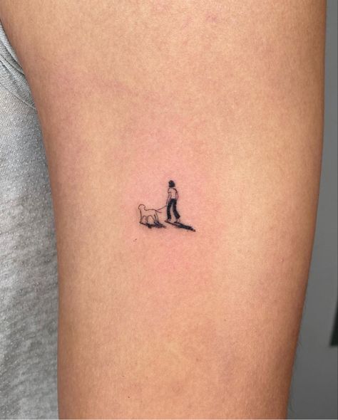 Stamp Style Tattoo Sleeve, Tiny Pitbull Tattoo, Simple Coffee Tattoo Ideas, Creative Biblical Tattoos, Cat Tattoo Ideas Simple, Bernedoodle Tattoo Ideas, Random Mini Tattoos, Childhood Home Tattoo Ideas, Tiny Person Tattoo