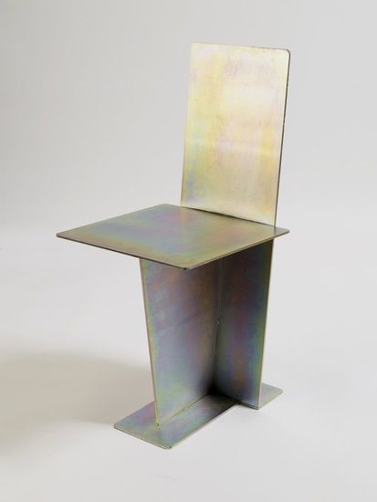 MAX LAMB Flat Iron Chair, 2008 Laser cut steel, zinc plating, trivalent passivate Edition of 36 plus 4 Artist's Proofs  http://maxlamb.org/ Max Lamb, Sculptural Chair, Laser Cut Steel, Metal Chair, Iron Chair, Construction Industry, Steel Chair, Steel Art, Iron Furniture