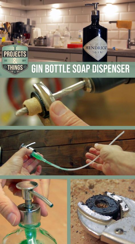 I built a soap dispenser from an old Hendrickx Gin bottle, to use for dish soap next to my sink. I love that little thing, it makes washing up just a tiny bit less boring. Diy Soap Dispenser, Soap Dispenser Diy, Bedroom Furniture Makeover, Gin Bottle, Eclectic Wall Art, Copper Diy, Coastal Boho, Alcohol Bottles, Gin Bottles