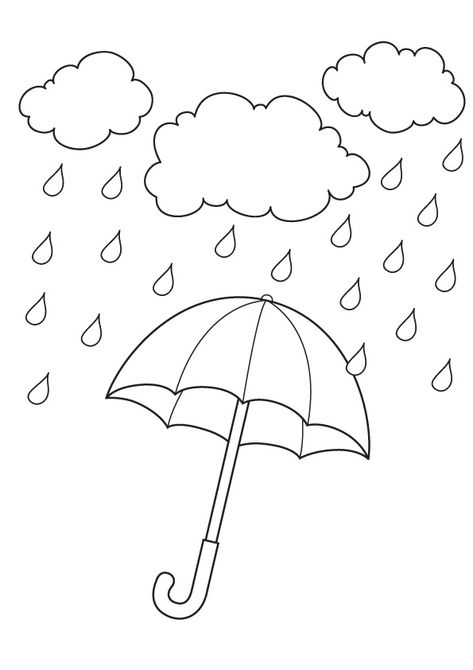 Tema Air, Umbrella Printable, Rainy Day Umbrella, Rainy Day Drawing, Kids Colouring Printables, Umbrella Coloring Page, Preschool Coloring Pages, Save File, Coloring Sheets For Kids