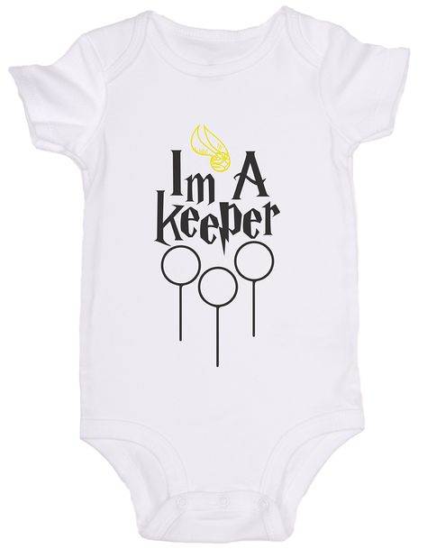 PRICES MAY VARY. 100% Cotton Made in the USA Snap closure 100% super soft ring spun cotton Super Fast Shipping and 100% product guarantee Tagless for your baby’s comfort Carters and Gerber onesies depending on availability "Im A Keeper" Quidditch Cute Harry Potter Baby Onesie Guaranteed to look adorable on any baby. Made with nickel free snaps guaranteed to stay closed while your baby scoots around the house. Click our brand name JoviGear for more adorable onesie designs and our women apparel. Quidditch Harry Potter, Harry Potter Baby Clothes, Onesie Designs, Baby Clothes Onesies, Harry Potter Shower, Harry Potter Onesie, Geek Baby, Harry Potter Quidditch, Cute Harry Potter