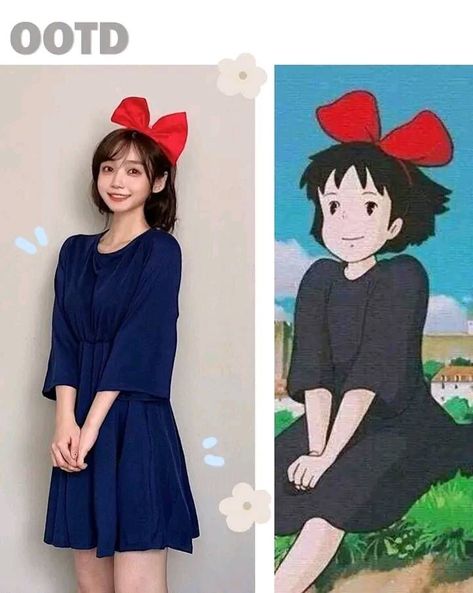 Ghibli Characters Outfits, Ghibli Cosplay Ideas, Easy Cosplay Costumes, Kiki Cosplay, Easy Anime Cosplay, Studio Ghilbi, Easy Cosplay Ideas, Princess Inspired Outfits, Easy Cosplay