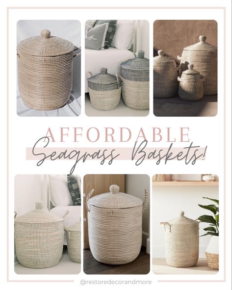 Large Toy Storage Baskets, Serena And Lily Baskets, Round Wicker Laundry Basket, Large Storage Baskets With Lids, Diy Basket With Lid, Serena And Lily Home, Rattan Basket Decor, La Jolla Basket, Storage Interior Design