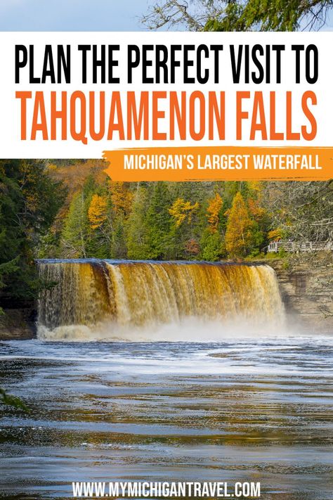 Things To Do In Michigan, Up Michigan, Michigan State Parks, Tahquamenon Falls, Michigan Road Trip, Midwest Travel, Fall Camping, Largest Waterfall, Central America Travel