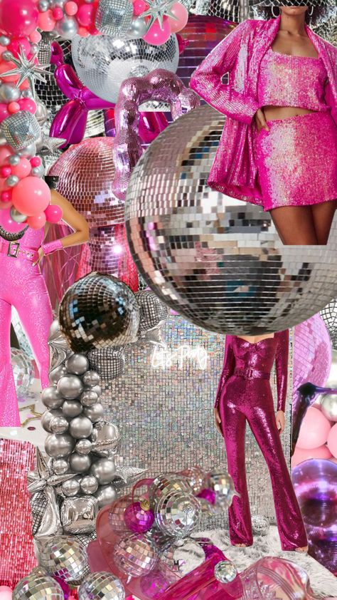 Pink Disco Ball Party, Disco Pink Party, Glitz And Glam Aesthetic, 70s Disco Party, Pink Disco, Glam Aesthetic, Disco Glam, Maternity Studio, Pink Sparkles