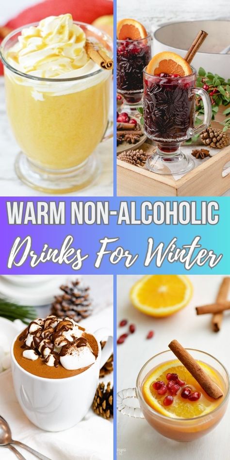 Warm Non-Alcoholic Drinks For Winter | Warm Mocktail Ideas | Warm Drinks For Winter | Non-Alcoholic Drink Ideas | Warm Drink Ideas #WarmDrinks #NonAlcoholic #Mocktails #WinterDrinks #DrinkRecipes Party Drink Recipes Nonalcoholic, Hot Apple Cider Mocktail Non Alcoholic, Hot Drinks For Winter Non Alcoholic, Hot Mocktail Recipe, Non Alcoholic Hot Drinks, Non Alcoholic Coffee Drinks, Hot Drink Recipes Nonalcoholic, Cozy Fall Drinks Nonalcoholic, Hot Drink Mocktails