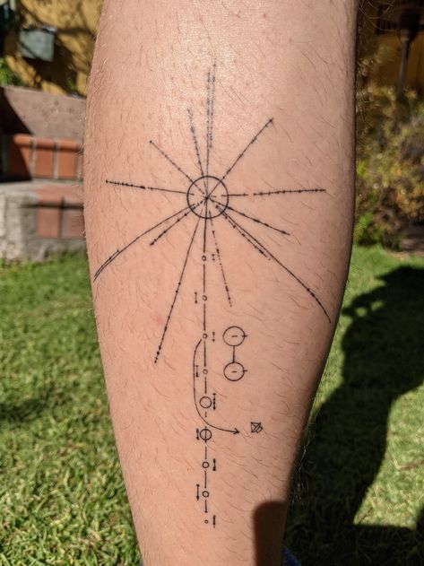 Pioneer Plaque Tattoo, Cosmology Tattoo, Fibonacci Tattoos, Astrophysics Tattoo, Voyager Tattoo, Physics Tattoos, Pioneer Plaque, Fibonacci Tattoo, Cosmos Tattoo