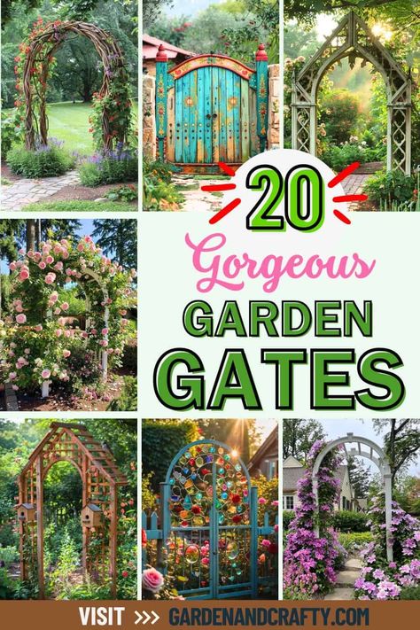 20 Gorgeous Garden Gate Ideas to Inspire Your Dream Entrance Tree Of Life Gate, Garden Gate Entrance Ideas, Garden Gate Design Ideas, Wooden Garden Gates Ideas, Garden Entryway Ideas, Garden Doors And Gates, Side Gate Ideas, Garden Entrance Ideas, Small Garden Gates