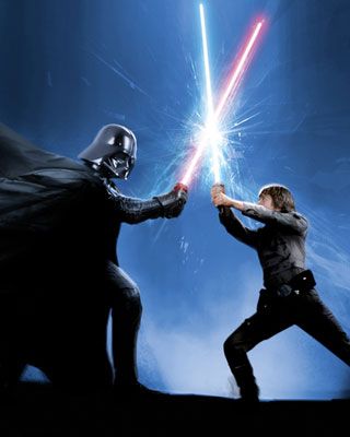 Check out this fantasticÂ Star Wars infographic that focuses on the Jedi   Knights' weapon of choiceâ¦ the lightsaber. It's packed full of some great   information that I'm sure a lot of you Star Wars fans will enjoy.Â     Tech News Daily. Luke Skywalker Vs Darth Vader, Darth Vader Vs Luke, Anakin Vader, Darth Vader Star Wars, Star Wars Luke, Star Wars Tattoo, Star Wars Wallpaper, Star Wars Artwork, Star Wars Images