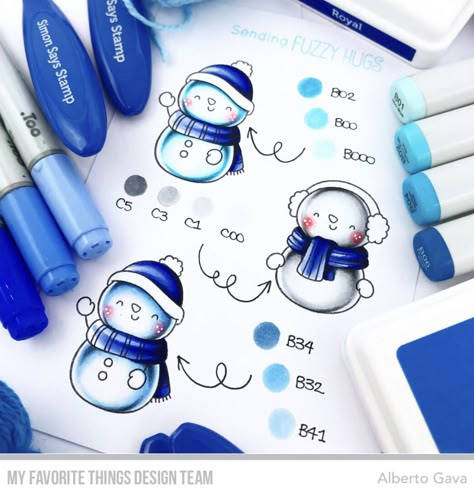 ❄️☃️ Snow Happy! – MFT ☃️❄️ | Simon Says..., Distress Ink Techniques, Ohuhu Markers, Sunday Inspiration, Copic Sketch, Mft Stamps, Coloring Tutorial, Sketch Markers, Colouring Techniques