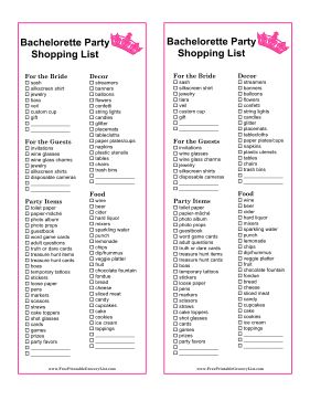 Decorated with a hot pink tiara, this shopping list covers food, decorations, and party items for an at-home bachelorette party. Free to download and print Bachelorette Party Shopping List, Grocery List For Bachelorette Party, Bachelorette Party Grocery List, Bachelorette Grocery List, Party Grocery List, Bachelorette Party List, Party Shopping List, Party Food List, Bachelorette Food