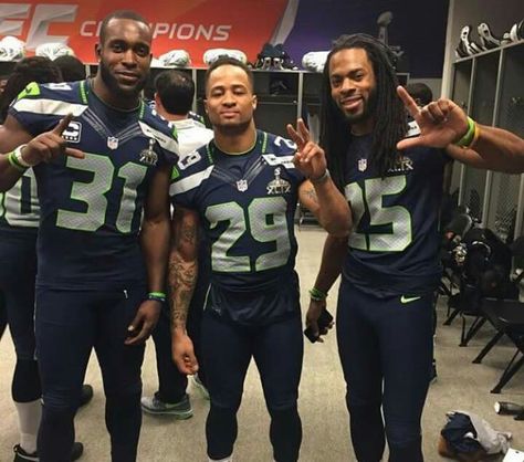 Kam Chancellor, Earl Thomas, and Richard Sherman LOB Seahawks Funny, Seahawks Memes, Kam Chancellor, Seattle Style, Seahawks Outfits, Earl Thomas, Legion Of Boom, Nfl Pro Bowl, Seattle Seahawks Football