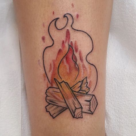 Fire Pit Tattoo, Pit Tattoo, Illustrative Tattoos, Wood Tattoo, Mama Tried, Fire Tattoo, Tattoo Outline, Nature Tattoos, Best Tattoo