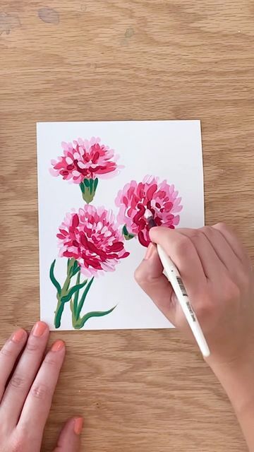 Carnation Painting Acrylic, Carnations Painting, Spain Gifts, Carnation Painting, Sketch Tutorial, Acrylic Tutorials, Online Art Classes, Sketches Tutorial, Painting Flowers