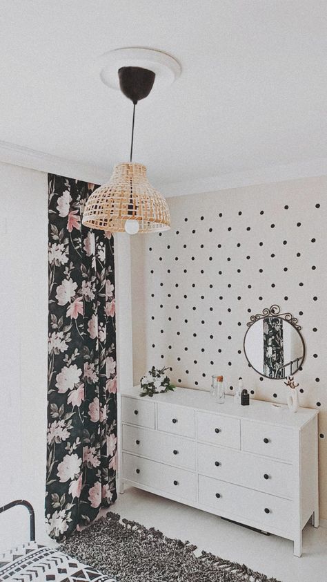 wall decor • point wall • ikea rosenmott • ikea hemnes Girls Bedroom Wall Color, Girl Bedroom Walls, Polka Dot Walls, Ikea Hemnes, Bedroom Wall Colors, Wall Color, Bedroom Wall, Girls Bedroom, House Ideas