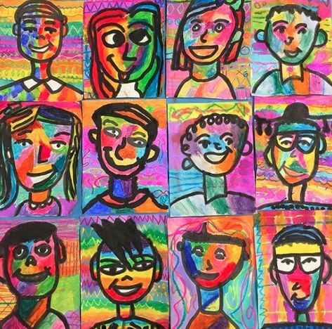 30 Creative Fourth Grade Art Projects Every Student Will Love New Years Art, Self Portrait Art, Cassie Stephens, 4th Grade Art, 5th Grade Art, 3rd Grade Art, Colour Art, Art Curriculum, Elementary Art Projects