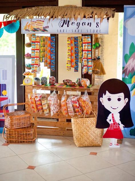 Pinoy Birthday Party Ideas, Philippine Decor Ideas, Filipiniana Themed Party, Sari Sari Store Party Theme, Filipino Birthday Decorations, Filipiniana Birthday Theme, Pista Sa Nayon Themed Party, Filipino Festival Decorations, Philippines Theme Party