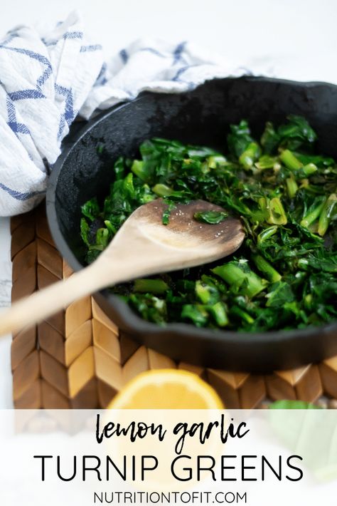 Lemon garlic turnip greens are a quick and easy way to make leafy greens taste good. They make a delicious side dish or convenient meal prep component. Turnip Leaves Recipes, Leafy Greens Recipes, Healthy Chips, Soy Free Recipes, Healthy Lunch Meal Prep, Turnip Greens, Dinner Meal Prep, Egg Free Recipes, Turnips