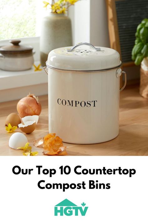 Compost bin on counter Countertop Compost Bin, Countertop Compost, Kitchen Compost, Kitchen Compost Bin, Compost Bins, Food Scraps, Compost Bin, Look On, Kitchen Countertops