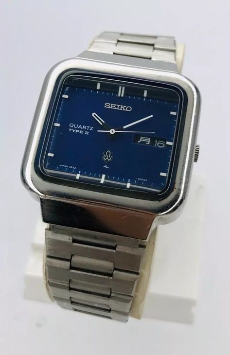 Vintage Seiko Type 2 Rare Blue Dial 4623-5000 Men's Quartz Watch | eBay Blue Aesthetic Men, Men’s Jewellery, Stylish Watches For Men, Aesthetic Watch, Vintage Seiko Watches, Seiko Vintage, Nice Watches, Dope Jewelry Accessories, Stylish Watches Men