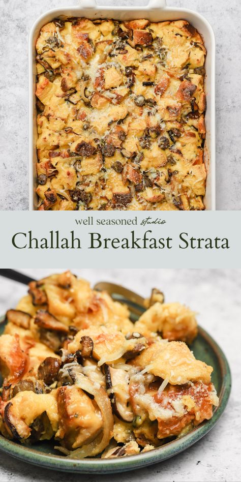 Strata Recipes Breakfast, Strata Recipes, Breakfast Strata, Savory Bread Puddings, Sage Sausage, Brunch Casserole, Fresh Sage, Challah Bread, Breakfast Casserole Sausage