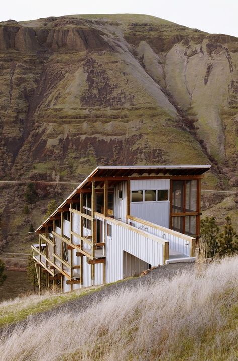 Canyon House, Slope House, Wilderness Retreat, Cliff House, Architectural Section, A Hill, Mountain Home, Screened Porch, House And Home Magazine