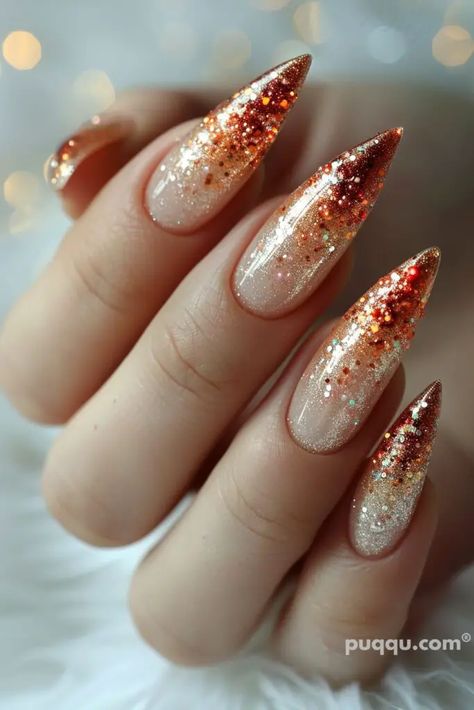 Trendy Glitter Nails, Fall Glitter Nails, Moody Nails, Glitter Ombre Nails, Beauty Land, Nail Goals, Poly Gel, Punk Nails, Fall Nail Art Designs