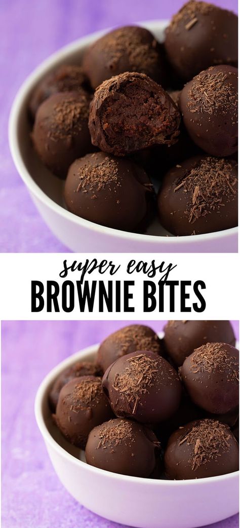 Easy Brownie Bites, No Bake Brownie Bites, Everyday Cookies, Truffles Easy, Brownie Vegan, Bake Brownies, Creative Treats, Baileys Cheesecake, Homemade Chocolate Truffles