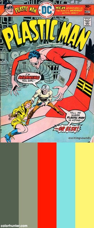 Comic-plastic-man-no-12 Color Scheme Pop Art Color Scheme, Comic Book Color Palette, Comic Color Palette, Activist Poster, Comic Book Room, Retro Comic Art, Season Art, Pop Art Colors, Plastic Man