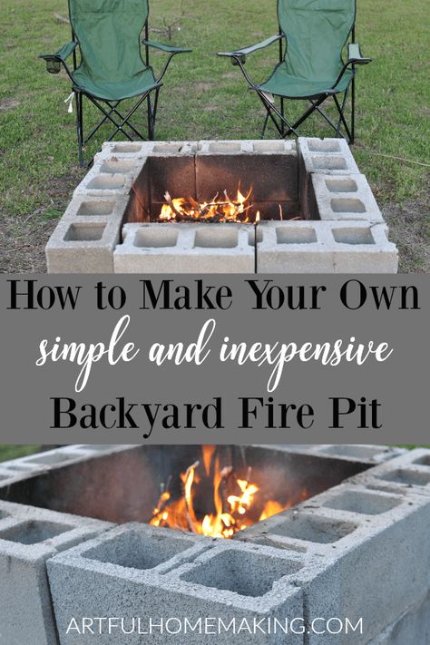 Outdoor Country Fire Pit Ideas, Cinder Block Fire Pit Grill, Center Block Fire Pit Backyard Ideas, Diy Cinder Block Fire Pit, Easy Diy Fire Pit Ideas Cheap, Cinderblock Fire Pit Diy, Rustic Outdoor Fire Pit Ideas, Diy Firepits Backyard Cheap, Fire Pit Ideas Backyard On A Budget