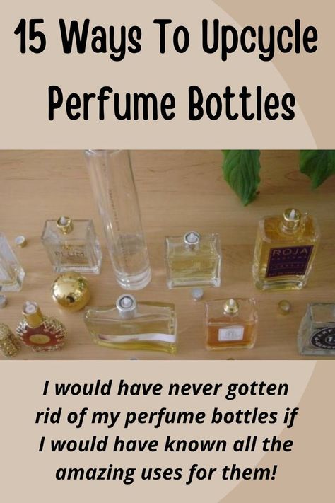 Perfume Bottle Upcycle Ideas, Perfume Bottle Recycle, Glass Medicine Bottle Crafts, Weird Perfume Bottle, Perfume Bottle Repurpose, Old Perfume Bottles Diy, Small Bottle Decor, What To Do With Old Perfume Bottles, Used Perfume Bottles Ideas