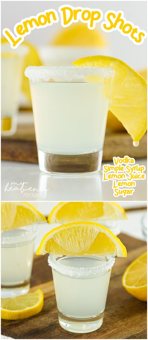 Alcoholic Shots For A Party, Lemon Drop Shots Recipe, Lemon Drop Shot Recipe, Lemondrop Shot Recipe, Alcoholic Shots, Shots To Make, Shots Recipes, Fruity Drink Recipes, Lemon Drop Shots