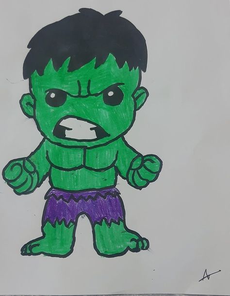 Hulk Drawing Easy, Hulk Drawing, Drawing Easy, Easy Drawing, Cute Chibi, Hulk, Easy Drawings, Mario Characters, Drawings