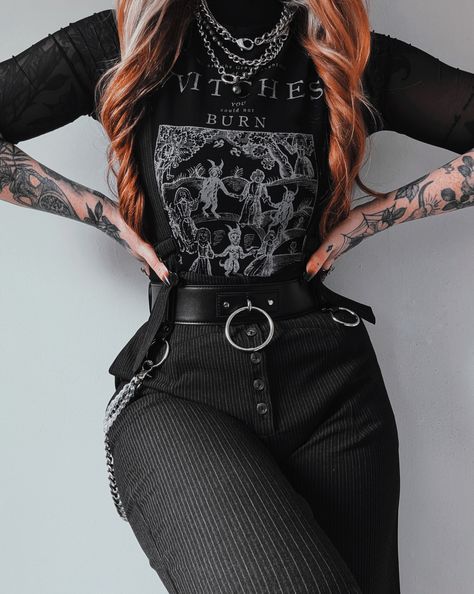 Honour your ancestors 🖤  The Salem Tee is now back in stock 🖤  https://www.disturbia.co.uk/collections/womens-new  📸 @kllsym  #disturbiaclothing #disturbiacommunity #altfashion #gothicfashion #disturbiasalemtee Goth Style Women, Disturbia Outfit, Adult Goth Fashion, Casual Corset Outfit, Rocker Outfits For Women, Salem Outfits, Goth Aesthetic Outfit, Soul Outfit, Disturbia Clothing