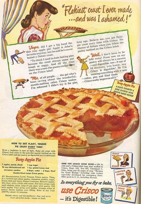 Vintage Food Posters, Vintage Baking, Vintage Dessert, Vintage Cooking, Old Fashioned Recipes, Apple Pie Recipes, Food Ads, Retro Recipes, Vintage Cookbooks