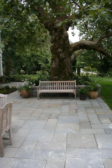 Bluestone Patio Garden Pavers, Large Backyard Landscaping, Paving Design, Patio Steps, Bluestone Patio, Outdoor Patio Designs, Stone Patio, Garden Paving, Flagstone Patio