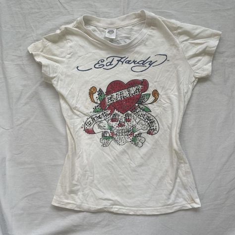 Cybery2k bedazzled Ed Hardy baby tee. Tattoo... - Depop Tattoo Skeleton, Mcbling Fashion, 2000s Clothing, Skeleton Graphic, 2000s Clothes, 2000s Grunge, 2000s Fashion Outfits, Baby Phat, Swaggy Outfits