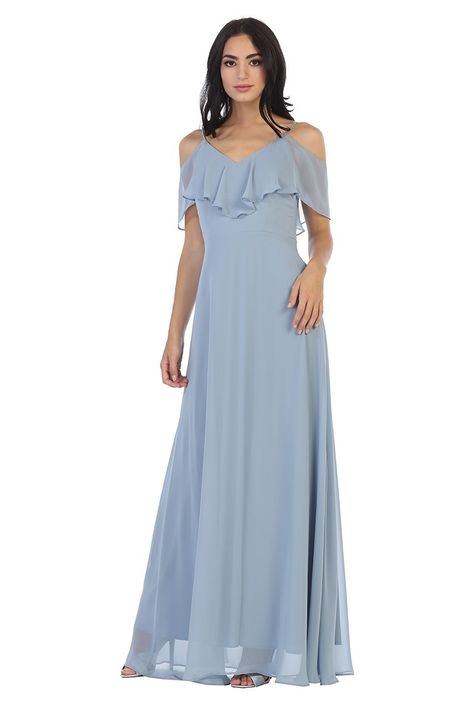 EVA USA > Bridesmaid > #3263 − LAShowroom.com Dusty Blue Dress Outfit, Blue Dress Outfit Wedding, Blue Dress Outfit, Off Shoulder Prom Dress, Prom Dresses Corset, Dusty Blue Dress, Green Plum, White Dress Styles, Backless Dress Short