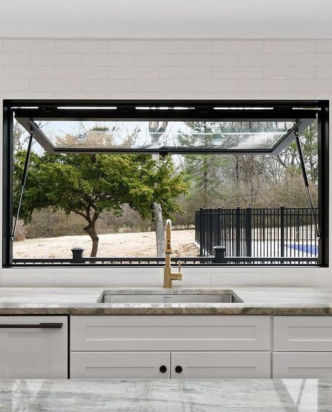 Pass Through Window Ideas | Pella Awning Kitchen Window, Kitchen Wall Pass Through Ideas, Awning Windows Kitchen, Pass Through Window Kitchen To Living, Pass Through Window Kitchen, Kitchen Pass Through Window, Pop Out Window, Kitchen Pass Through, Bifold Patio Doors