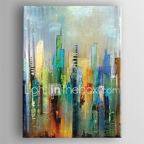 Hand-Painted Abstract Vertical,Modern European Style One Panel Canvas Oil Painting For Home Decoration 2017 - $39.89 Abstract Cityscape Painting, Watercolor Buildings, Canvas Oil Painting Abstract, Abstract Cityscape, Abstract City, Hur Man Målar, Cityscape Painting, Abstract Line Art, Hand Painted Canvas