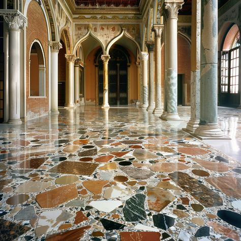 Terrazzo: What Is It & Where is it Now? — Living Bright Interiors Vintage Terrazzo Floor, Terazzo Floor Interior, Terrazzo Floor Design, Terazzo Floor, Brick Bungalow, Johnson Wax, Modern Terrazzo, Pink Terrazzo, Terrazzo Floor