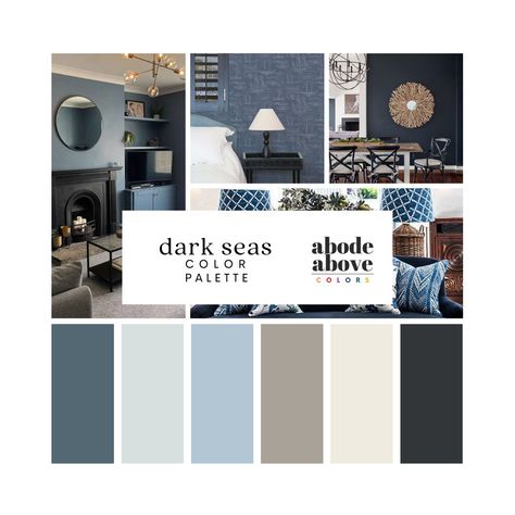 ✦ About this Palette ✦ From the mesmerizing depths of deep ocean tones to the refreshing allure of sky blues, these shades will transport you to a place of utter relaxation and calm. The greys in this palette add a touch of modernity, offering a neutral yet sophisticated backdrop that effortlessly complements the blues. These soft and subtle greys create a refined ambiance, infusing a sense of understated elegance into any space.  ✦ Featuring Instant Digital Access ✦ Each digital download includ Blue And Gray Color Palette Living Room, Navy Blue Black And Gray Living Room, Blue White Gray Color Palette, Navy Blue Grey Color Palette, Living Room Dark Blue Walls, Smokey Blue Paint Color, Blue And Grey Living Room Decor, Interior Color Schemes Whole House, Colours That Go With Blue